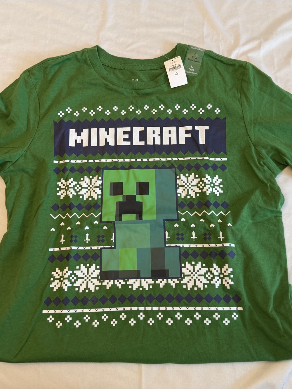 Gap kids Minecraft holiday t shirt with fair isle design